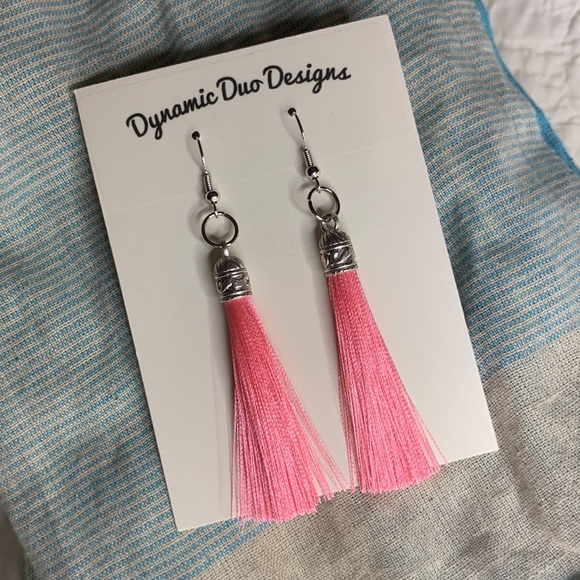 Dynamic Duo Designs Jewelry - Pink Tassel Earrings